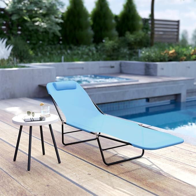 Outsunny Folding Chaise Lounge Chair, Pool Sun Tanning Chair, Outdoor Lounge - Image 10