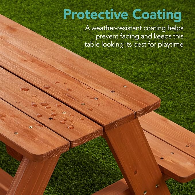 Best Choice Products Wooden Kids Picnic Table - Image 6