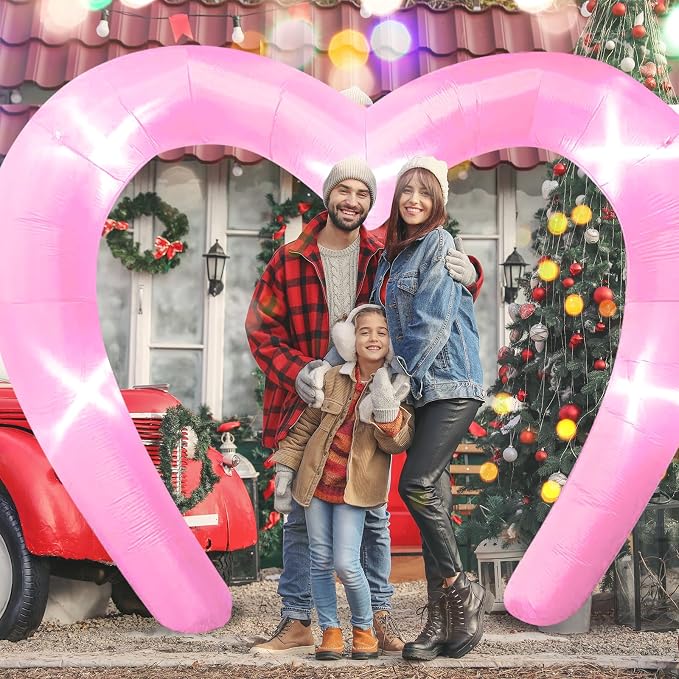 9 * 4.5FT Pink Valentine Inflatables Outdoor Decorations Heart Shaped Blow up - Image 6