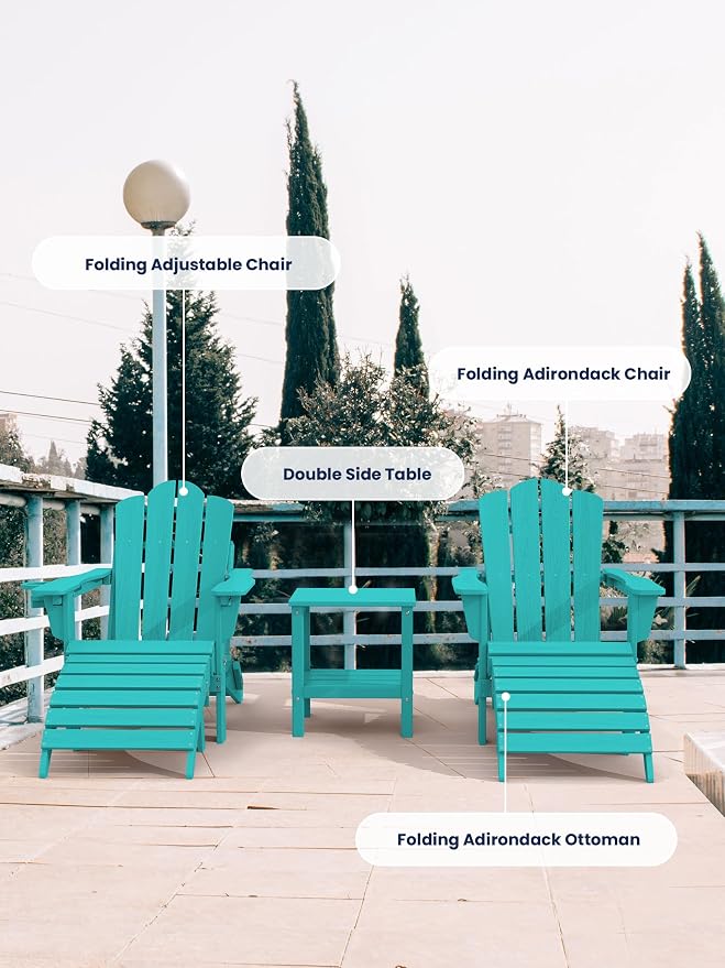 KINGYES Folding Adirondack Ottomans Set of 4 - Image 5