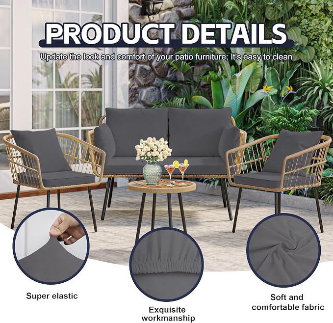 14Pcs Patio Cushion Covers, Outdoor Cushions Covers, Stretch Cushion Covers - Image 3