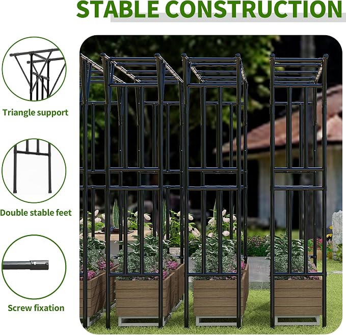 Flat Top Garden Arch Trellis 11FT x 9FT, Super Large Arbor Trellis - Image 2