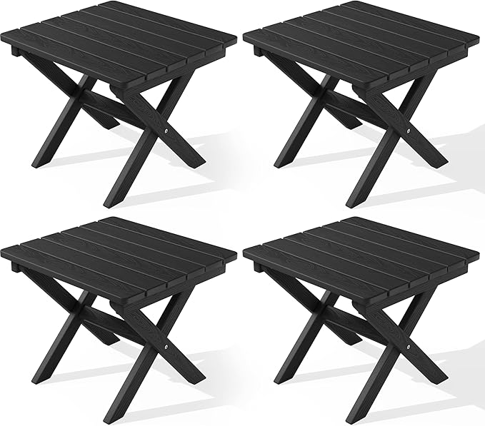 SERWALL Folding Outdoor Side Table Set of 4, Small Adirondack Side Table by SERWALL