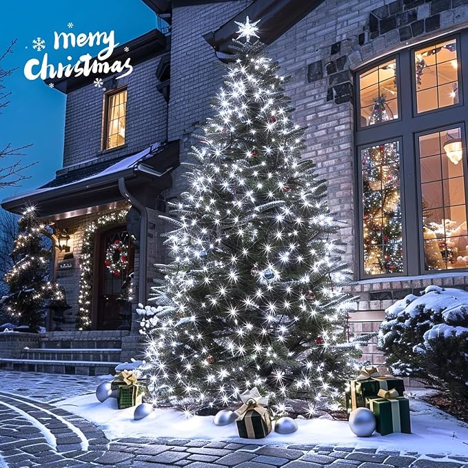 JMEXSUSS 600 LED Solar Christmas Lights Outdoor Waterproof, 206.7ft White Solar - Image 5
