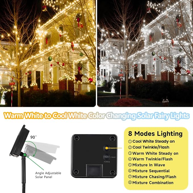 Warm White and Cool White Color Changing Solar String Lights - Image 4