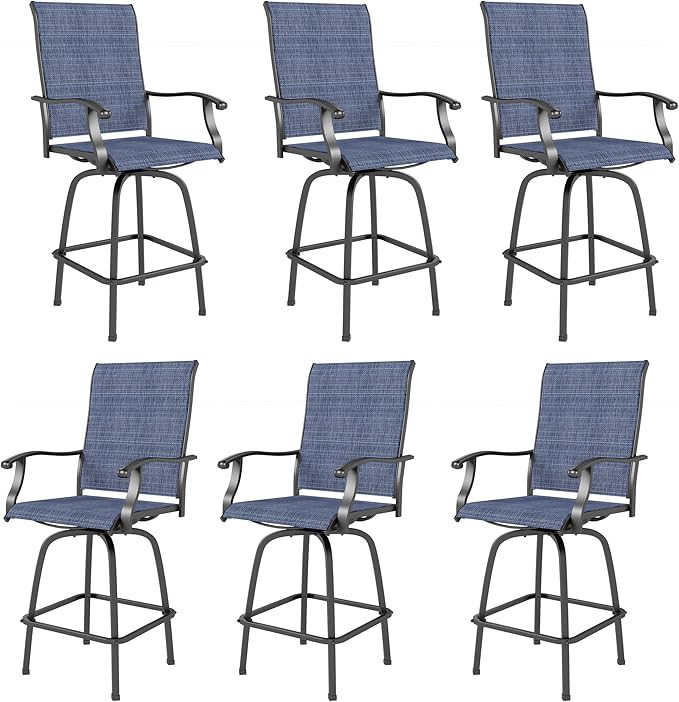 Sophia & William Patio Swivel Bar Stools Set of 6, Bar Height Patio Chairs by SophiaWilliam