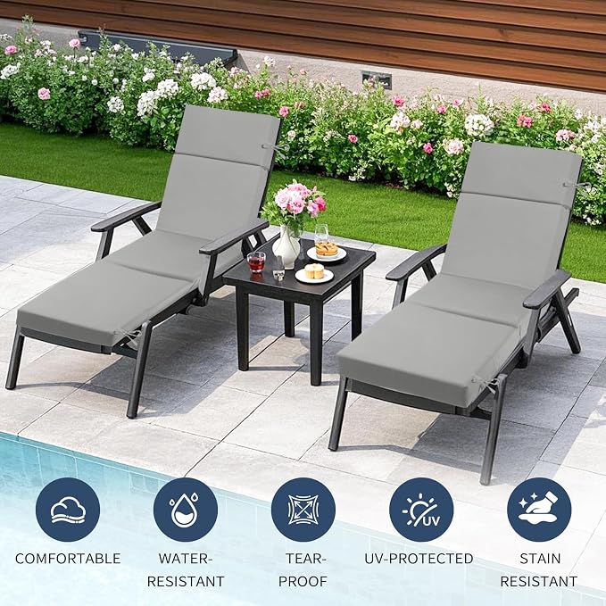 Outdoor Chaise Lounge Cushion 72" x 21" x 3", 4-Section Folding Patio Lounge - Image 4