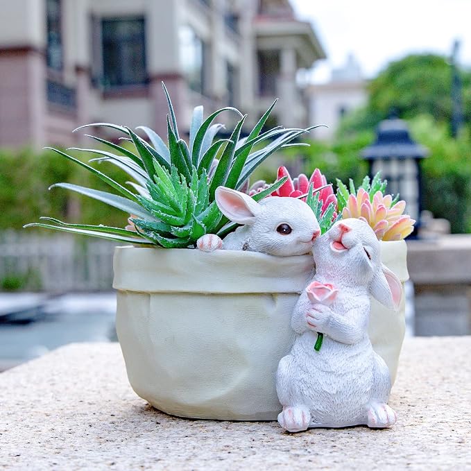 Rabbit Flower Pot Succulent Planter Garden Pots, Bunny Decorative Flower Pot - Image 5