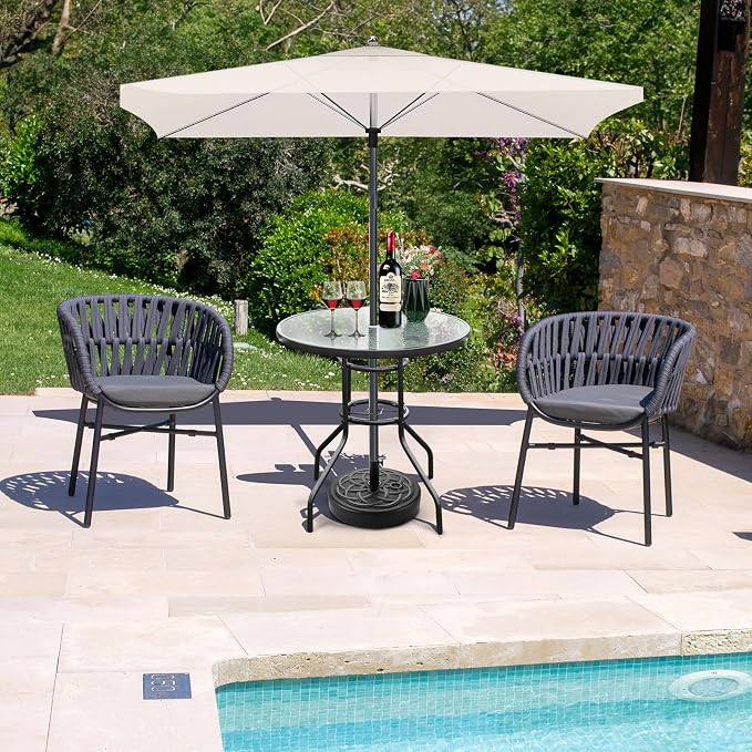 VINGLI Round Patio Table with Umbrella Hole - Image 2