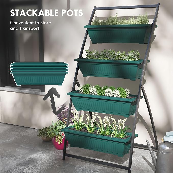 Outsunny Raised Garden Bed, 4 Tier Vertical Garden Planter Set, 4 Outdoor - Image 6