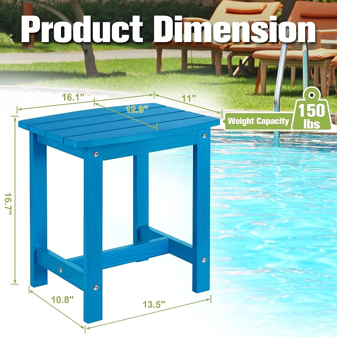 Y&M Outdoor Side Table, HIPS Adirondack Small Single Table, Waterproof Square - Image 3