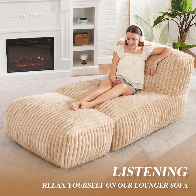 Hobestluk Big Bean Bag Lounger Chairs Large Beanbag Chair - Image 3