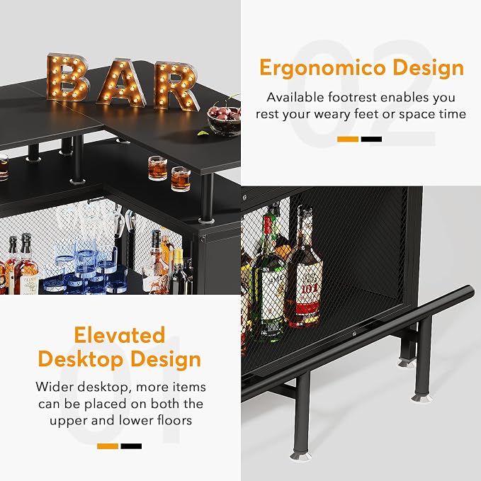 LITTLE TREE Home Bar Unit Mini Liquor Table Cabinet - Image 6