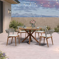 PURPLE LEAF 5 Pieces Oversize Round Patio Dining Set Outdoor Furniture by PURPLELEAF