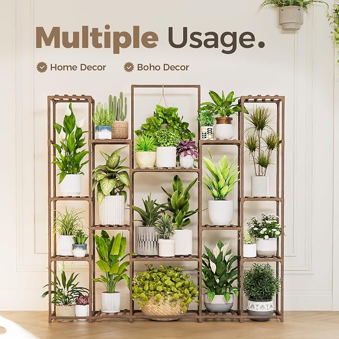 Bamworld Plant Shelf Indoor Hanging Plant Stand Outdoor Large Plant Shelves - Image 2