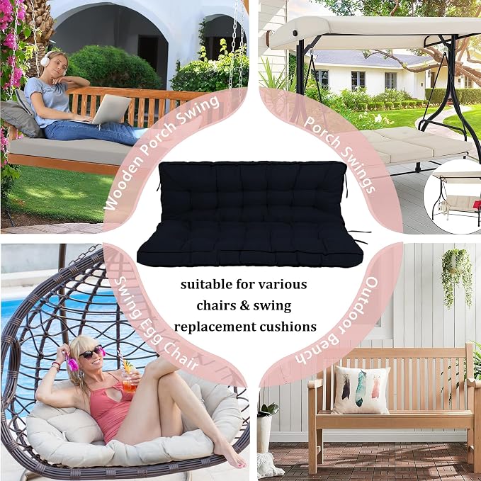 2-3 Seat Swing Replacement Cushion, Outdoor Bench Cushions - Image 7