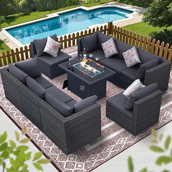 BULEXYARD 9 Piece High Back Outdoor Sectional Seating - Image 8