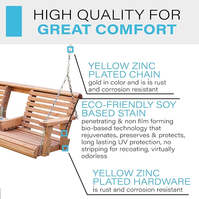 Porchgate Amish Heavy Duty Console Porch Swing - Image 3