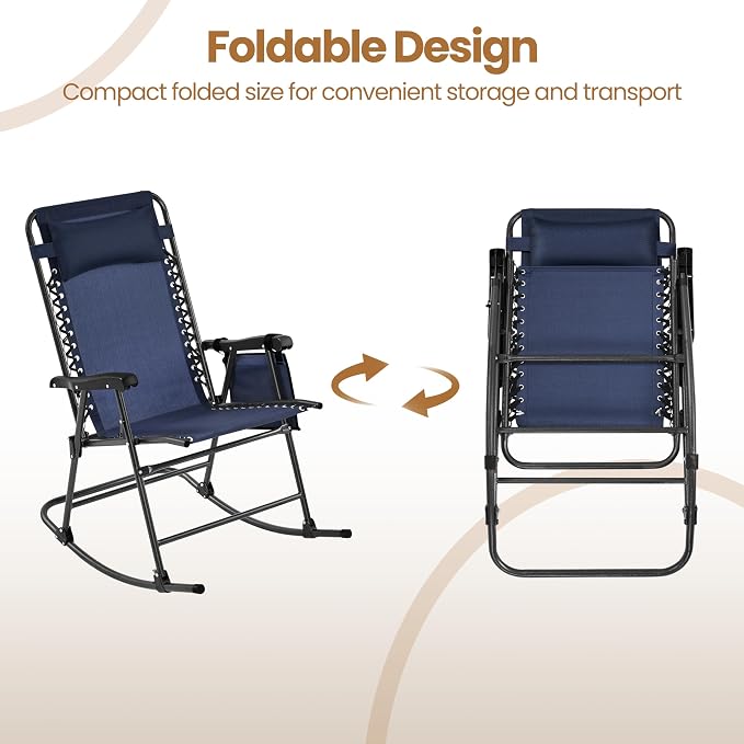 Yaheetech 26in Rocking Chair Outdoor Zero Gravity Folding Chairs Rocking Chairs - Image 8