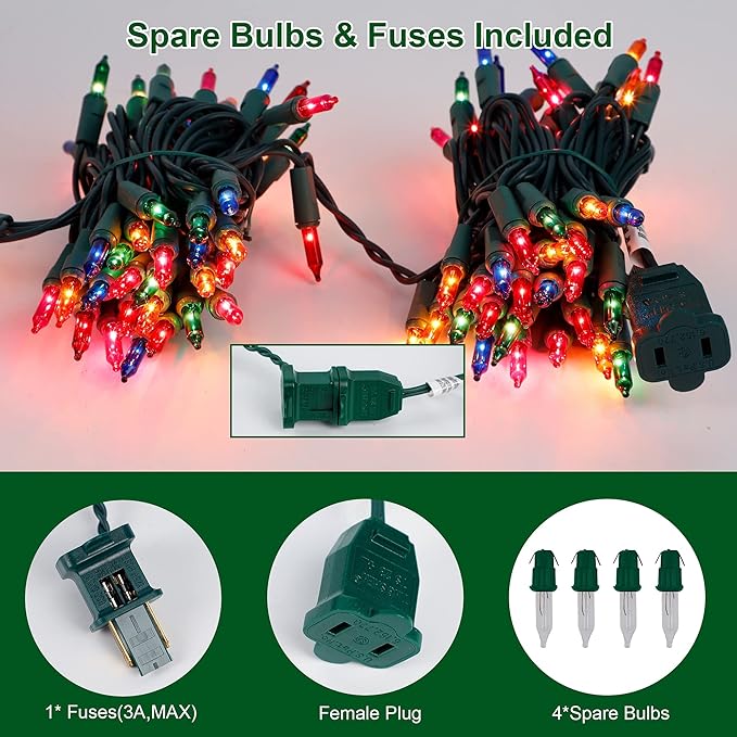 3 Sets Christmas Lights, 120V UL Certified Connectable Xmas Tree Light - Image 5