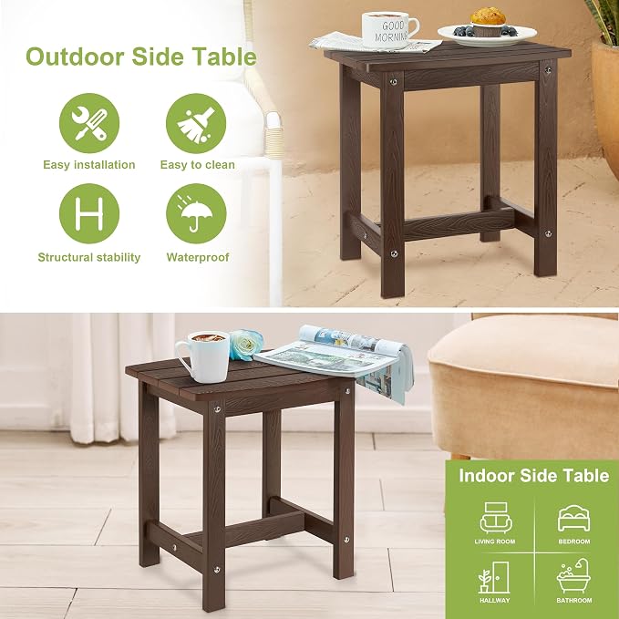 Y&M Outdoor Side Table, HIPS Adirondack Small Single Table, Waterproof Square - Image 7
