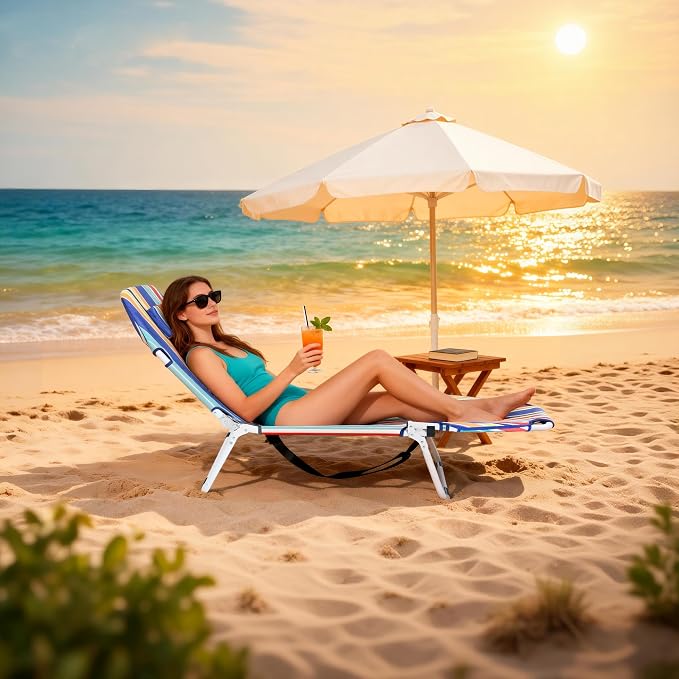 MOPHOTO Beach Tanning Chair, 5-Position Tanning Chair - Image 8