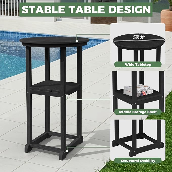 Outdoor Bistro Bar Set, Patio High Top Table and Bar Height Tall Adirondack - Image 6
