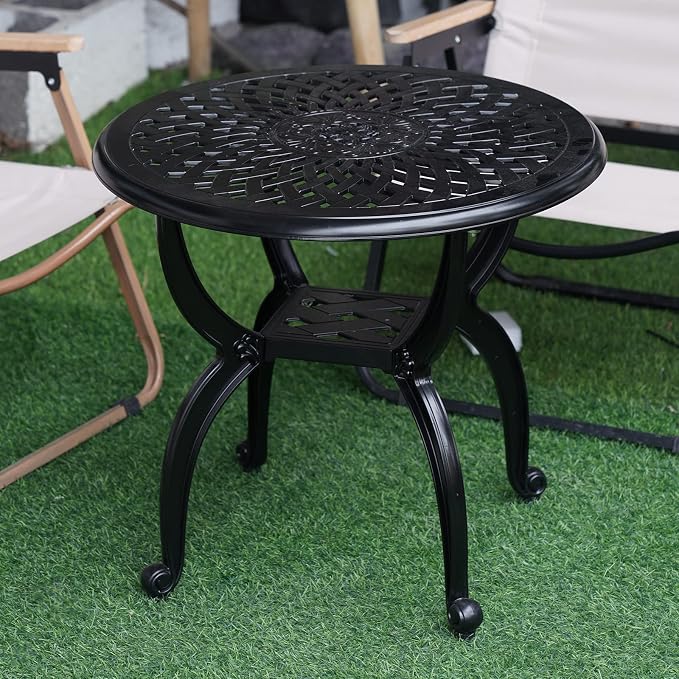 JARDIN DE CENTENNIAL Cast Aluminum Side/End Table, Anti-Rust Coffee Bistro Table - Image 7