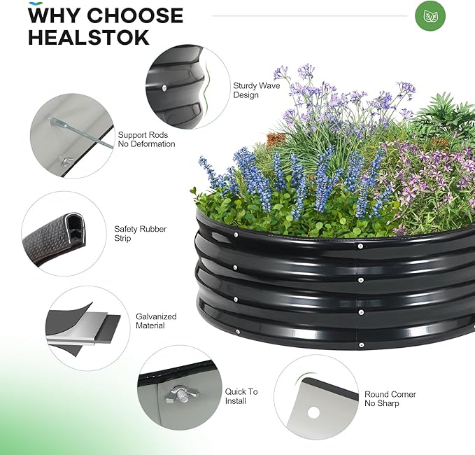 Galvanized Raised Garden Bed Outdoor, Rust-Resistant Garden Planter Box - Image 3