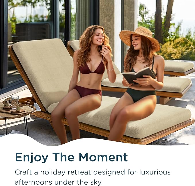 Codi Outdoor Chaise Lounge Chair Cushions 72"x22.5"x3.5" – Linen Texture - Image 5