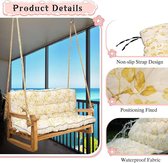 2-3 Seat Swing Replacement Cushion, Outdoor Bench Cushions - Image 5