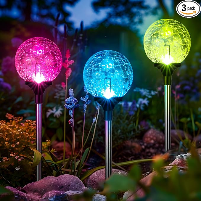 GIGALUMI Solar Garden Lights 3 Pack, Outdoor Solar Lights by GIGALUMI