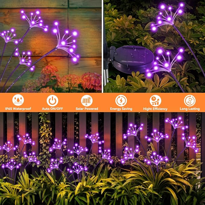 Solar Garden Lights 2 Pack Waterproof Solar Swaying Starburst Light Outdoor - Image 5
