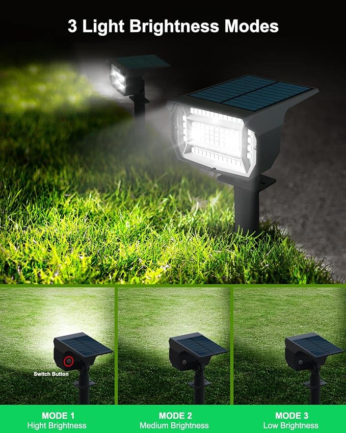 LOTMOS Solar Spot Lights Outdoor, 6 Pack/72 LED/3 Lighting Modes 2-in-1 Solar - Image 3