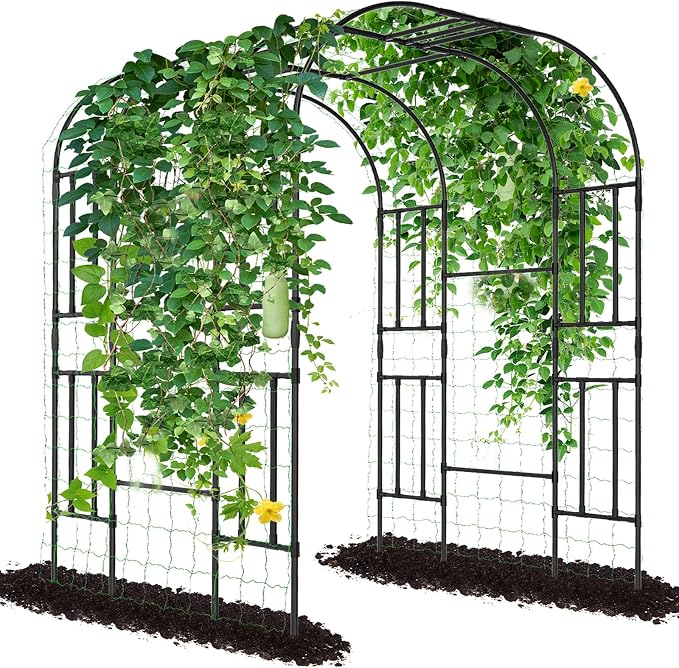 Tall Garden Arch Trellis for Climbing Plants, 87in Tall Metal Plant Support by UrGROWA