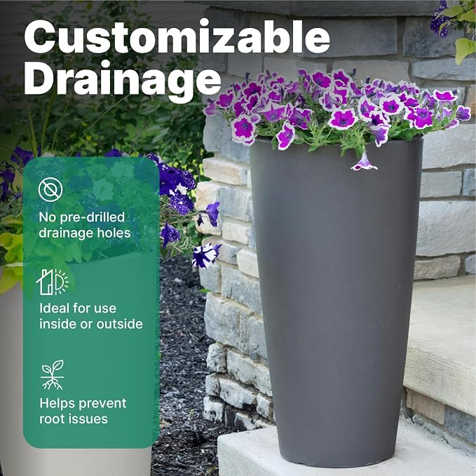 Step2 Tremont Tall Round Tapered Planter, Indoor/Outdoor Plants, Efficient - Image 6