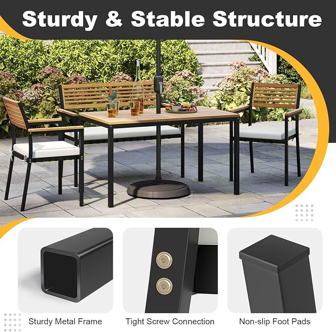 Tangkula 4 Piece Patio Dining Furniture Set, Outdoor Dining Chair Set - Image 8