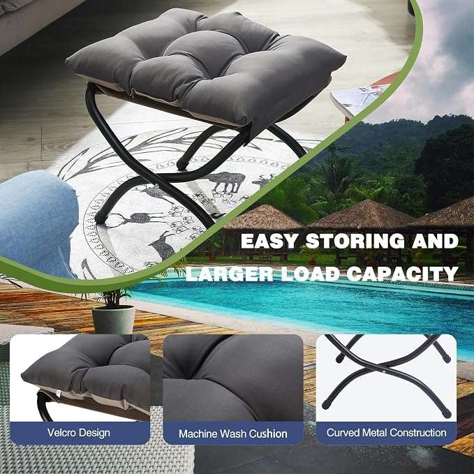 15" Foldable Foot Stool Ottoman - Image 3