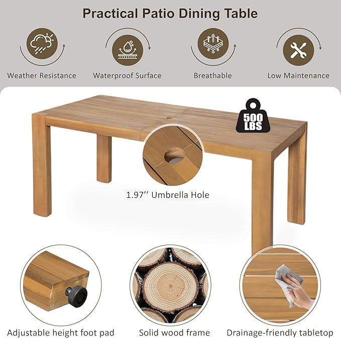 Merax 7-Piece Patio Dining Table Set, Outdoor Furniture Set - Image 5