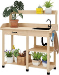 Outsunny Potting Bench Table, Outdoor Garden Table Wooden Work Station by Outsunny