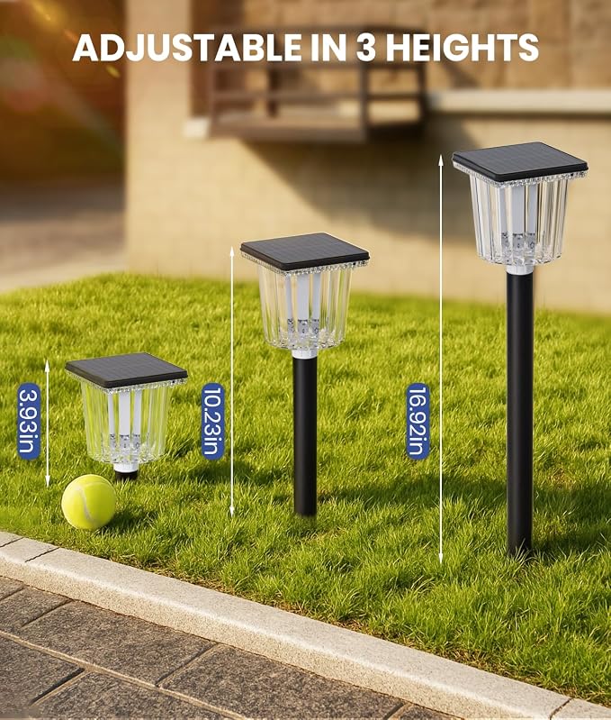 Super Bright Solar Powered Outdoor Lights 4 Pack, Adjustable Warm&Cool White - Image 6