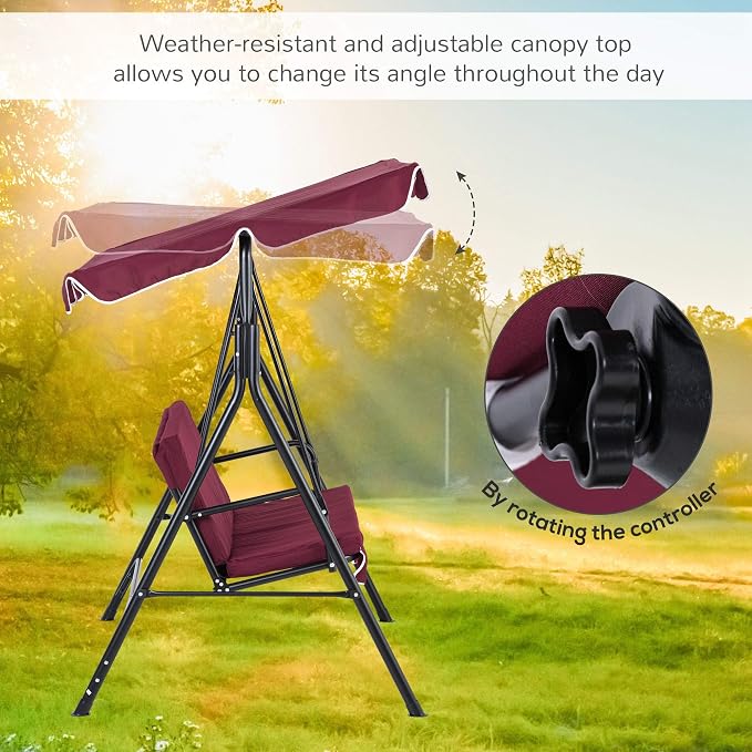 Outsunny 3-Seat Outdoor Patio Swing Chair - Image 3