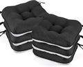 BETU Black Chair Cushions for Dining Chairs Set of 6, 3.5" Thick Kitchen Table by BETU