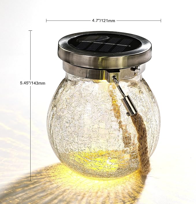 Cooo Christmas Gifts 2 Pack Solar Lanterns Waterproof Outdoor Heavy Crackle - Image 4