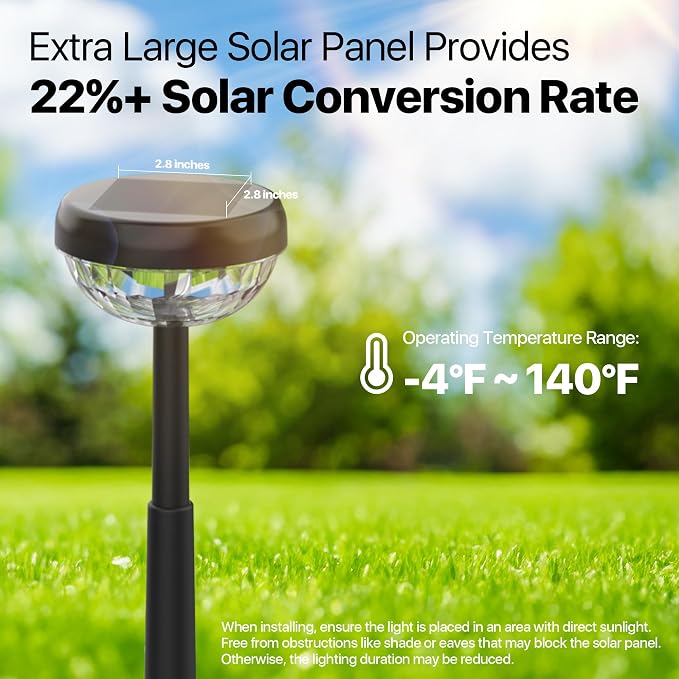 Ensenior 10-Pack Solar Lights Outdoor, Auto ON/Off 3000K LED Solar Garden Lights - Image 5
