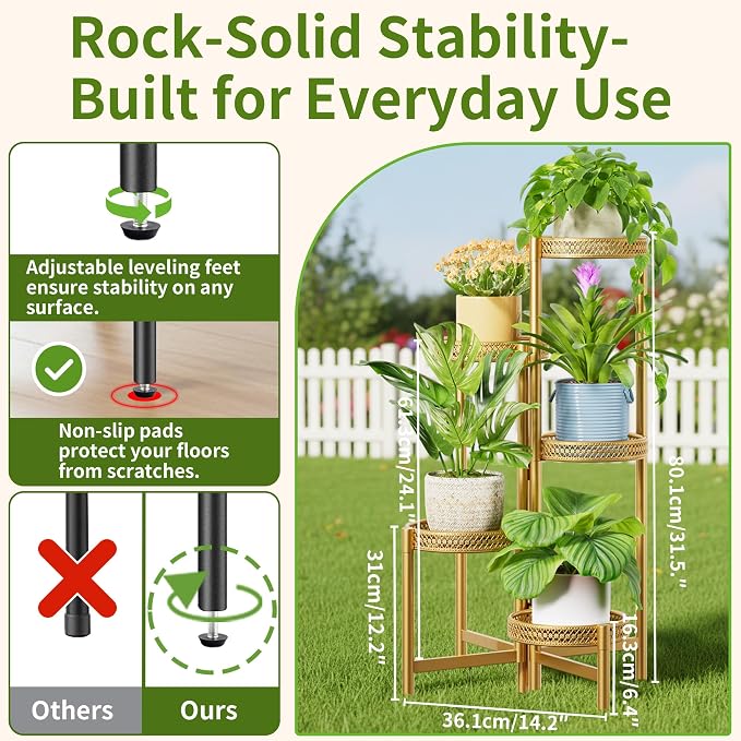 Tall Plant Stand Indoor Outdoor, Corner Metal Flower Pot Stands - Image 3