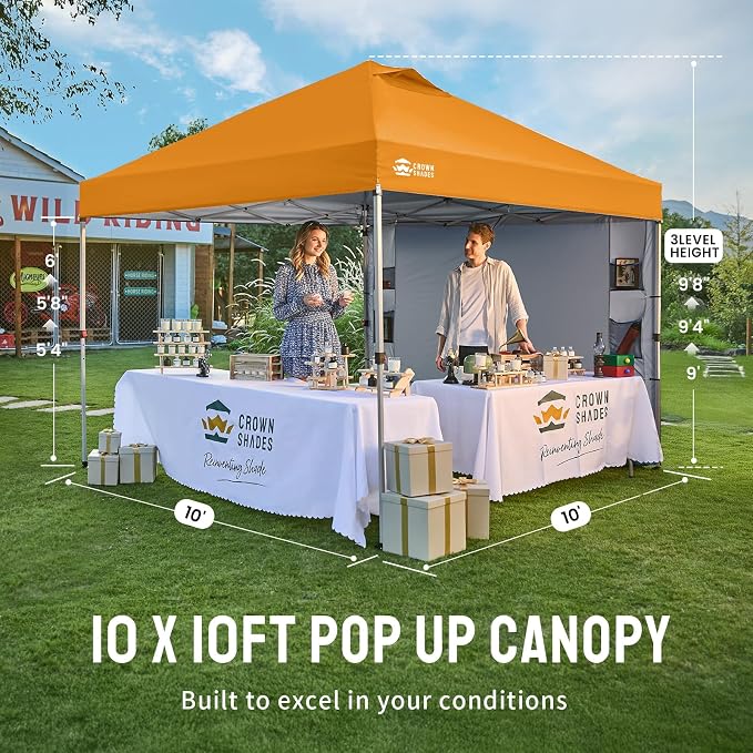 CROWN SHADES Canopy Tent, 10 x 10 Foot Portable Pop Up Outdoor Shelter - Image 7