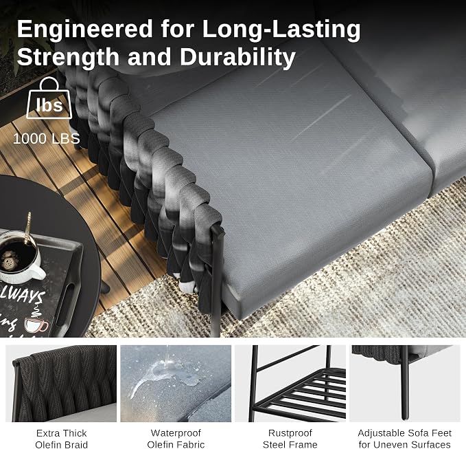 EAST OAK Life Chatter Outdoor Sofa, Outdoor Furniture 3 Seats - Image 4