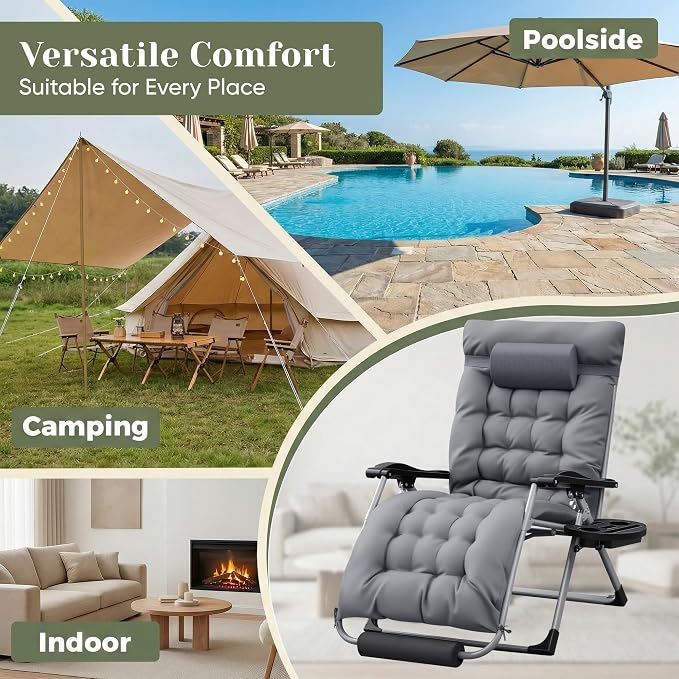 Homall Oversized Zero Gravity Chair, Adjustable Anti Gravity Chair Folding - Image 6