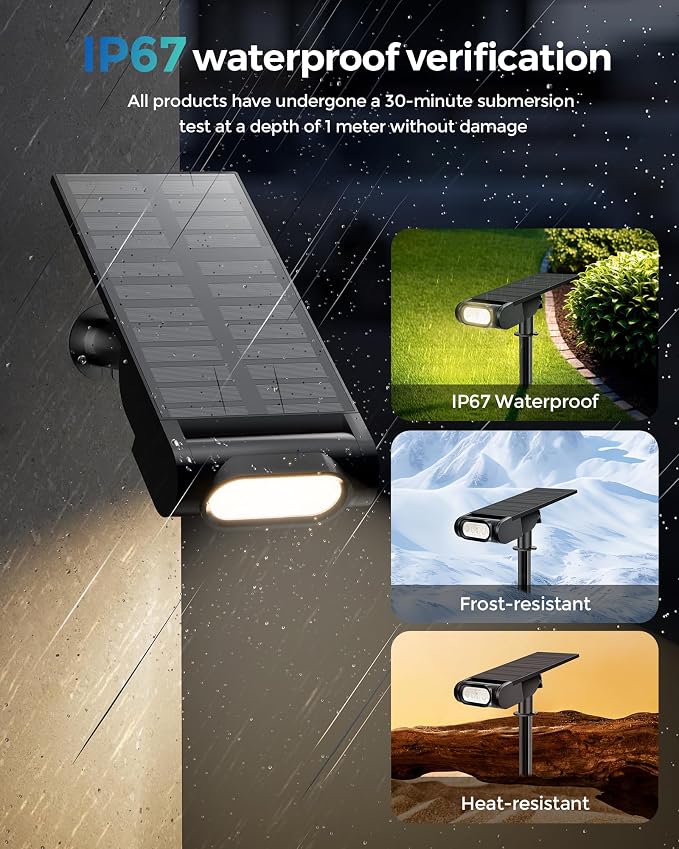 Solar Spot Lights Outdoor, 12 Color Modes Landscape Light Waterproof IP67 - Image 6